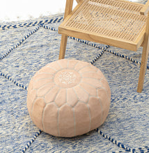 Load image into Gallery viewer, Nude Leather pouf