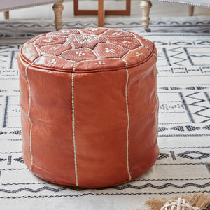 *PRE-ORDER* Moroccan Leather Stool Natural Colour
