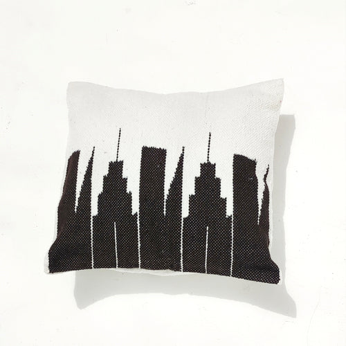 Dubai Skyline Cotton Cushion Cover Dark Brown 45x45cm