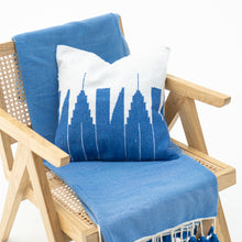 Load image into Gallery viewer, Dubai Skyline Cotton Cushion Cover Blue Majorelle