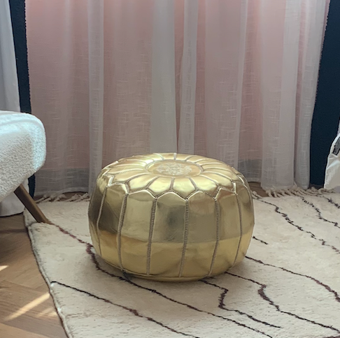 Gold leather Pouf