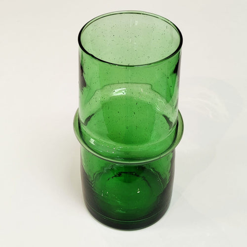Blown Recycled Glass Vase - Emerald Green Beldi Style